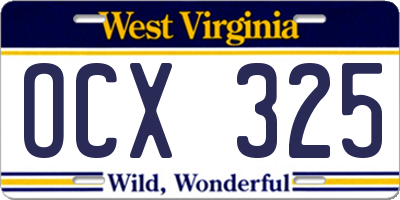WV license plate OCX325
