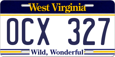 WV license plate OCX327