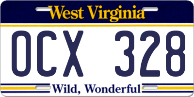 WV license plate OCX328