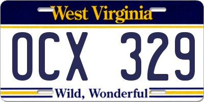WV license plate OCX329