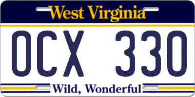 WV license plate OCX330