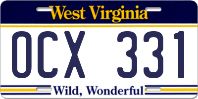 WV license plate OCX331