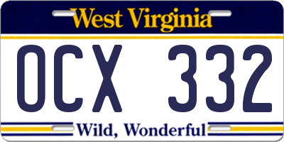 WV license plate OCX332