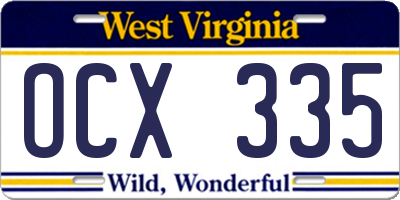 WV license plate OCX335