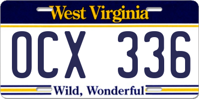 WV license plate OCX336