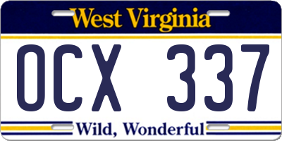 WV license plate OCX337