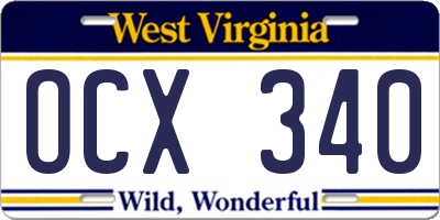 WV license plate OCX340