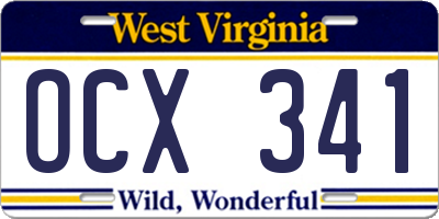 WV license plate OCX341