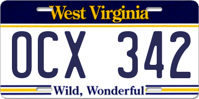 WV license plate OCX342