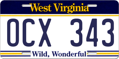WV license plate OCX343