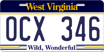 WV license plate OCX346