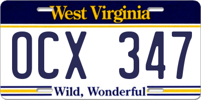 WV license plate OCX347