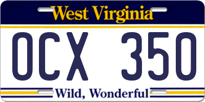 WV license plate OCX350
