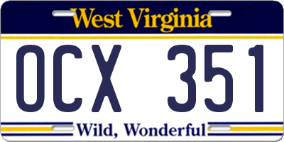 WV license plate OCX351