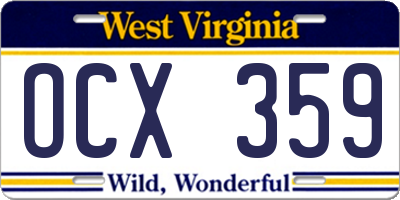 WV license plate OCX359