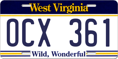 WV license plate OCX361