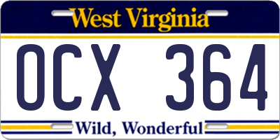 WV license plate OCX364