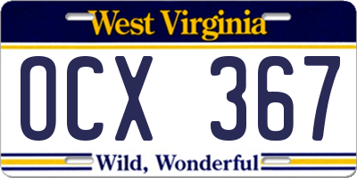WV license plate OCX367