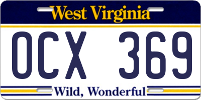 WV license plate OCX369