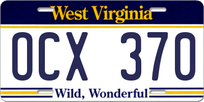 WV license plate OCX370