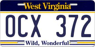WV license plate OCX372