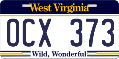 WV license plate OCX373