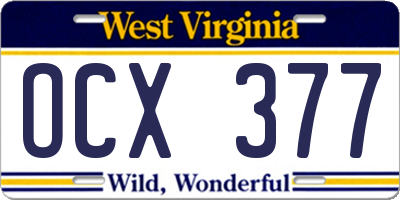 WV license plate OCX377