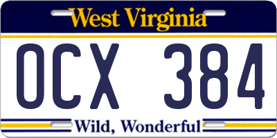 WV license plate OCX384