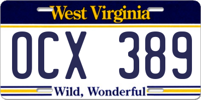 WV license plate OCX389