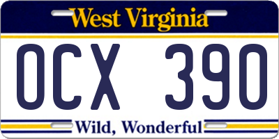 WV license plate OCX390