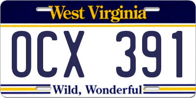 WV license plate OCX391