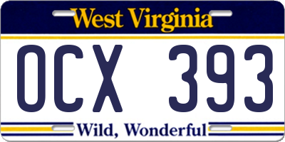 WV license plate OCX393