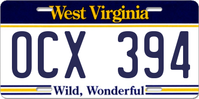 WV license plate OCX394