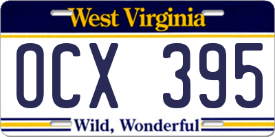 WV license plate OCX395