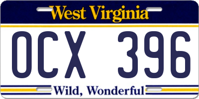 WV license plate OCX396