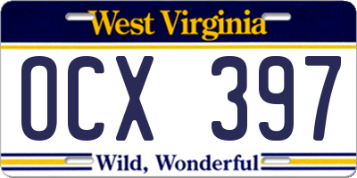 WV license plate OCX397