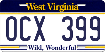 WV license plate OCX399