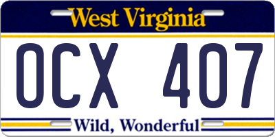 WV license plate OCX407
