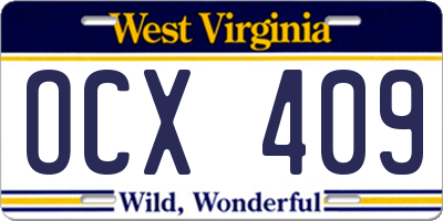WV license plate OCX409