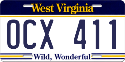 WV license plate OCX411