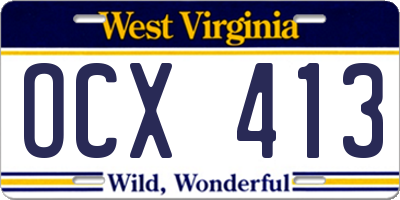 WV license plate OCX413