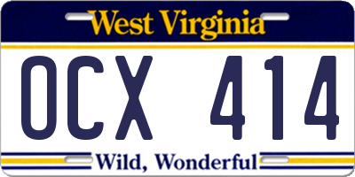WV license plate OCX414