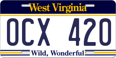 WV license plate OCX420