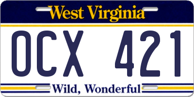 WV license plate OCX421