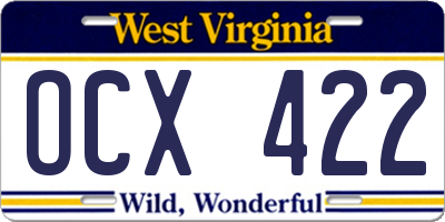 WV license plate OCX422