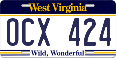 WV license plate OCX424