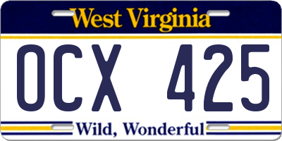 WV license plate OCX425