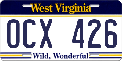 WV license plate OCX426