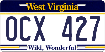 WV license plate OCX427