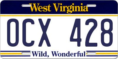 WV license plate OCX428